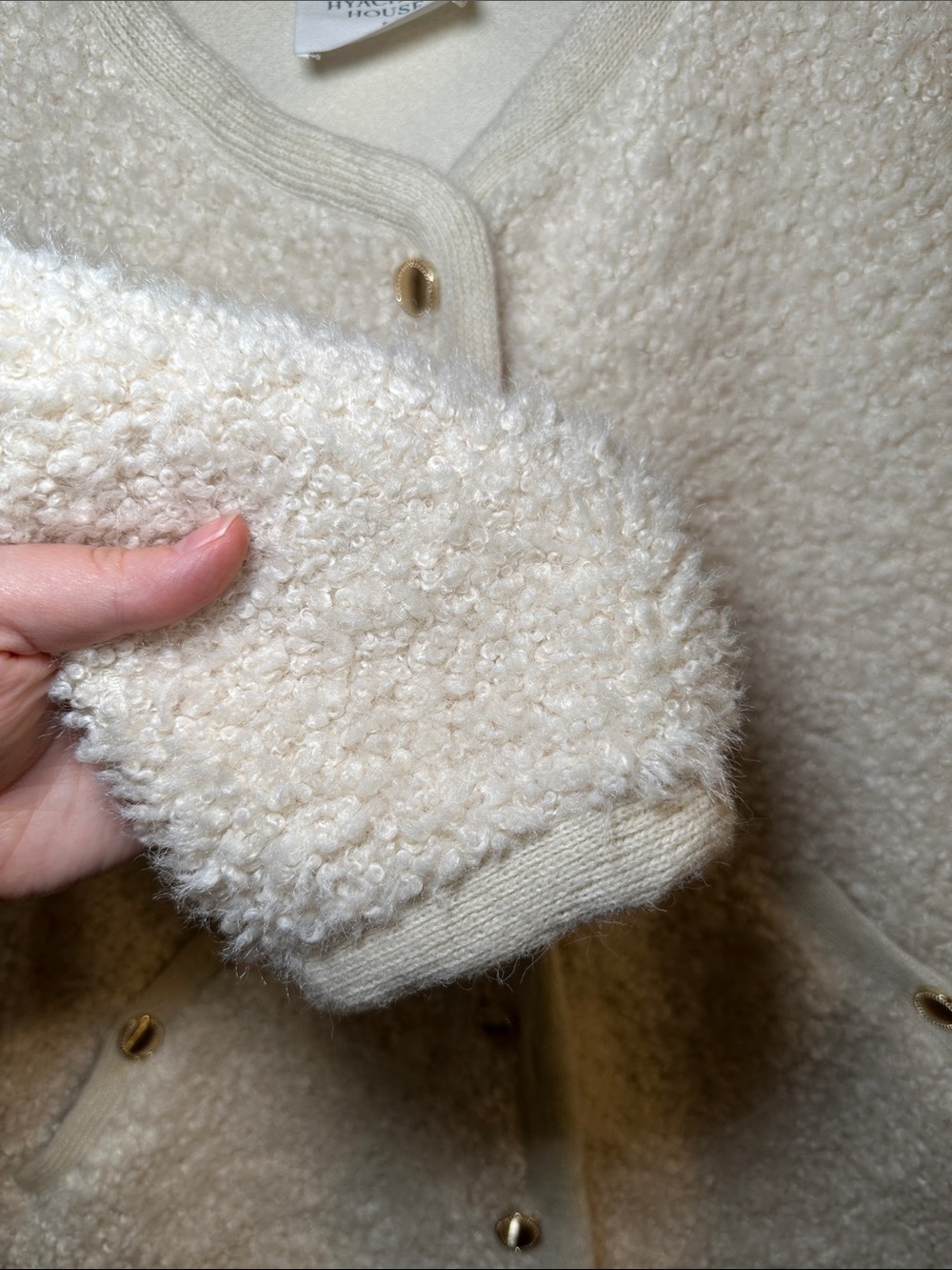 Tuckernuck Hyacinth House Cream Sherpa Cameron Jacket Gold Button - Picture 5 of 14